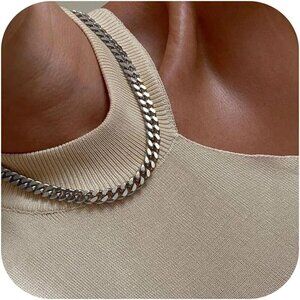 Unisex 18K 9mm- Silver Chunky Cuban Link Curb Chain Necklace Hip Hop Punk
